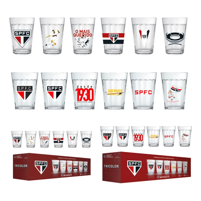 Jogo 12 Copos Americano 190ml Oficial São Paulo Café Cerveja