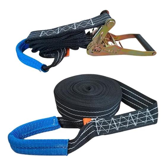 Slackline 15 Metros Fita E Catraca Para Mais Equilíbrio Cor Preto/azul
