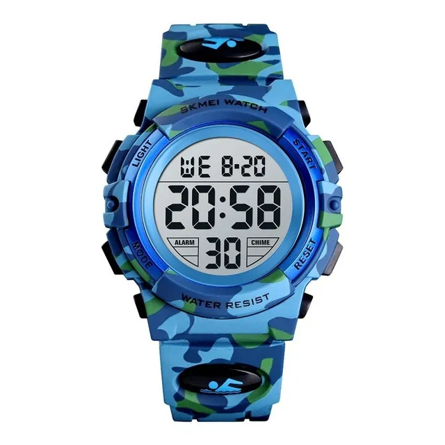 Reloj Digital Niños Skmei 1548 Camuflaje Azul Sumergible 