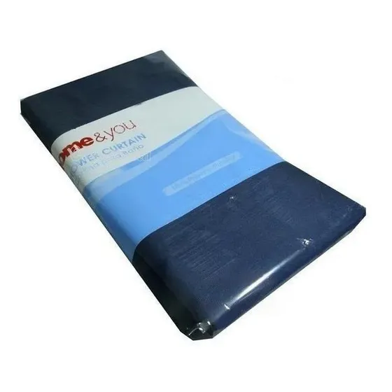 Cortina De Baño Clasica Azul Unicolor De Aro Home&you