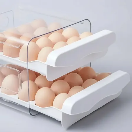 Caixa De Armazenamento De 32 Ovos De Cozinha De Duas Camadas Transparente