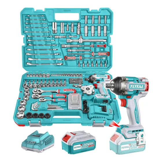 Kit Total 152 Piezas: Llave Impacto 20v 1/2'' Motor Sin Carbones 500NM + Llaves, Dados, Puntas - Con Batería 4.0Ah Litio-Ion, Cargador Y Maletín - THKTHP31522