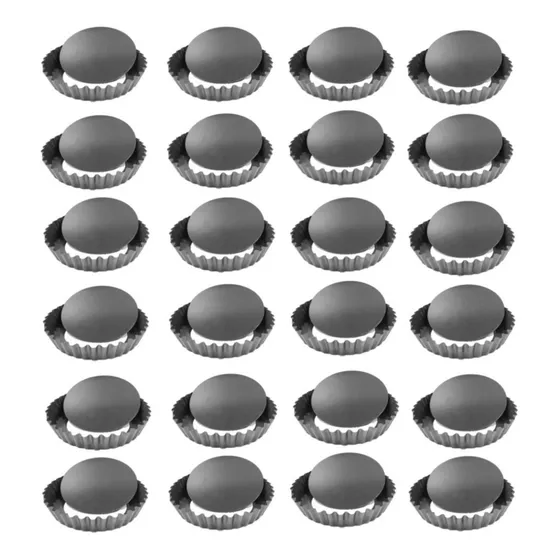 Pack X24 Moldes Mini Tartaleta Individual Kuchen Desmontable Color Gris