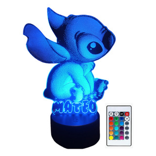 Stitch Lampara Led 3d Ilusión Personalizada Control16colores Stitch Lampara Led 3d Ilusión Personalizada Control16colores