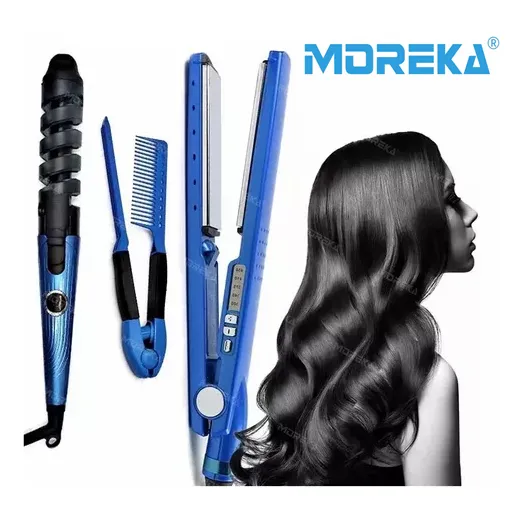 Plancha de cabello mini Moreka Plancha 450 azul 127V