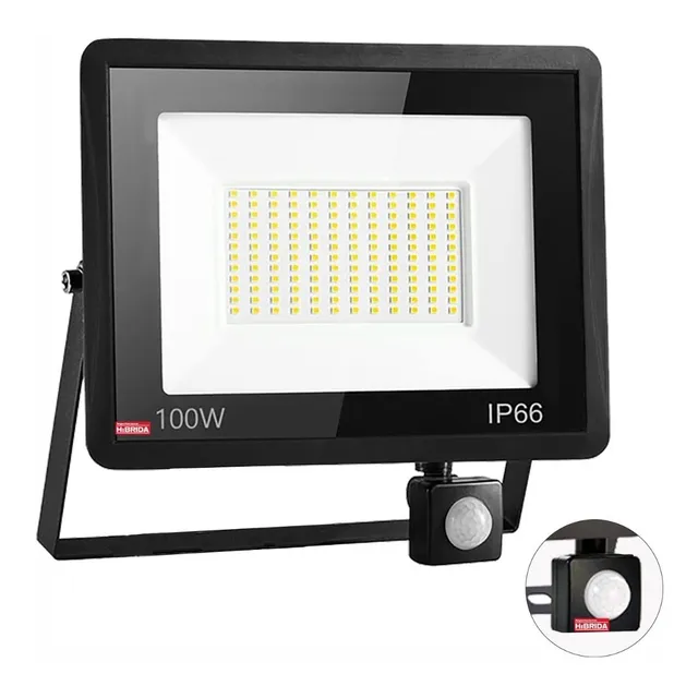 Reflector Led Sensor Movimiento 100w Seguridad Luz Blanca