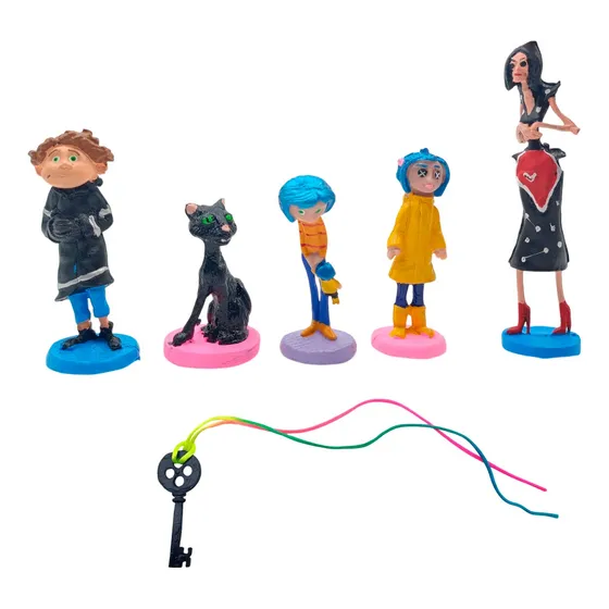 Coraline Set Figuras Articuladas 5 Pz Wybie Gato Madre Mod 2
