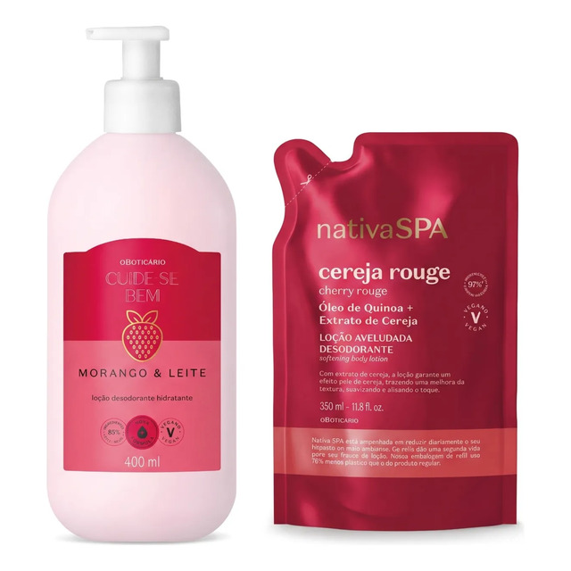 Combo Cuide-se Bem Morango E Leite Loção Corporal 400ml + Re