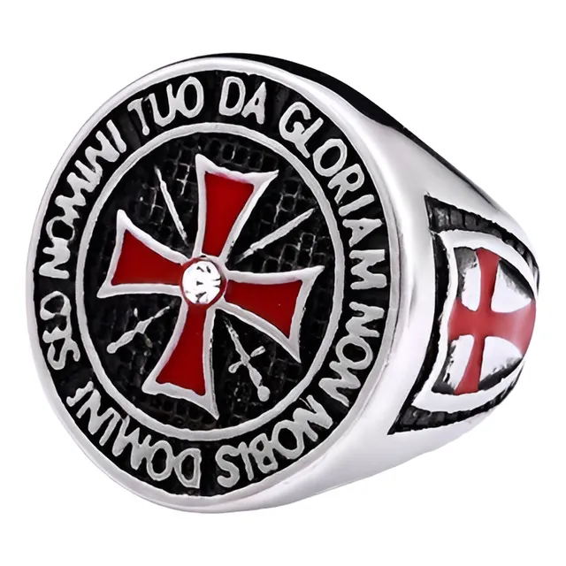 Anillo Cruz Caballero Templario Acero Inoxidable 316 L