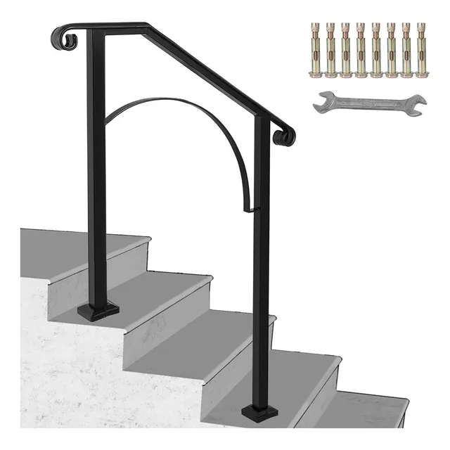 Vevor Barandal De Pasamanos De Escaleras 3 O 4 Pasos De Arco Color Negro