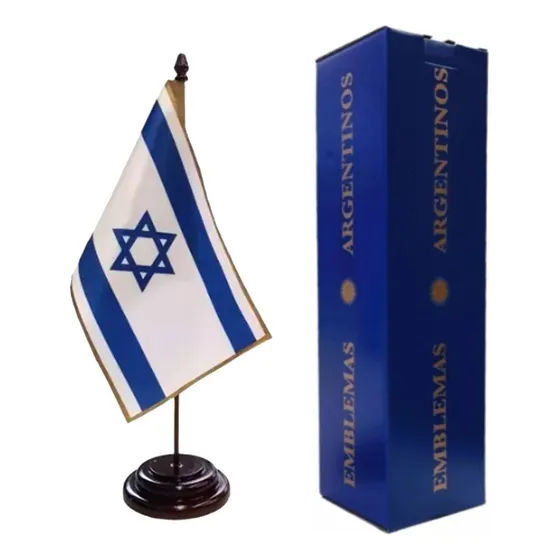 Mástil Escritorio Madera-bandera Israel Calidad Premium
