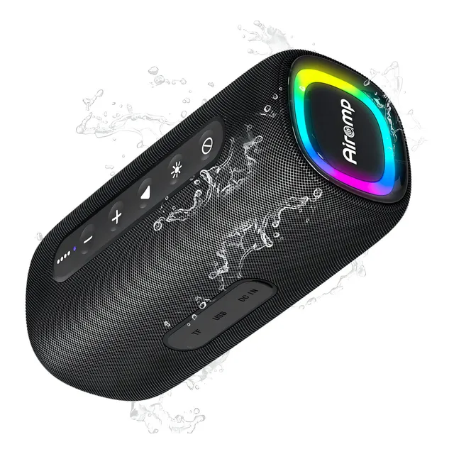 Bocina Bluetooth Portátil Altavoz Waterproof Subwoofer Activo Bateria Recargable Luz Inalámbrico Con Sonido Estéreo Hd Reproducción Manos Libres 4000mah Micro Sd/tf/usb/tws Negra Ipx5