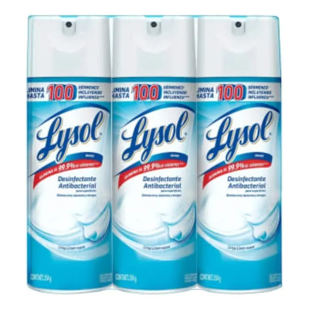 Lysol Desinfectante Antibacterial En Aerosol 3 Pzas 354g C/u