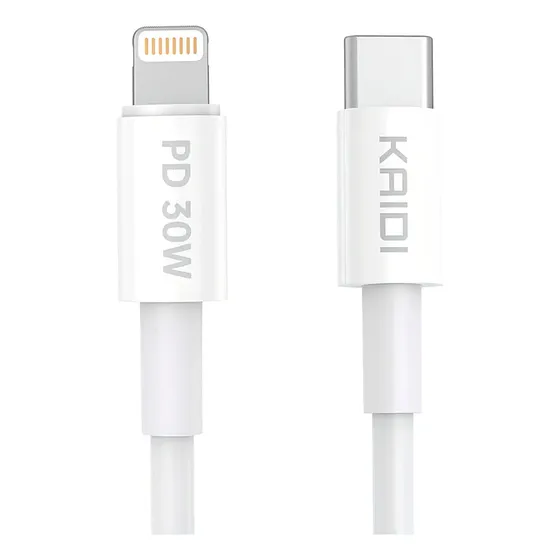 Cabo Turbo Kaidi 1m Branco para Lightning ios carga e Dados