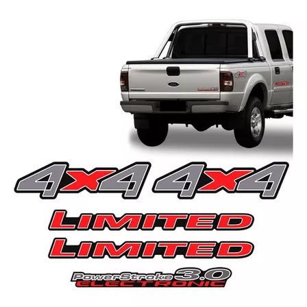 Adesivos Ranger 2005/2009 Limited 4x4 3.0 Emblemas Vermelho