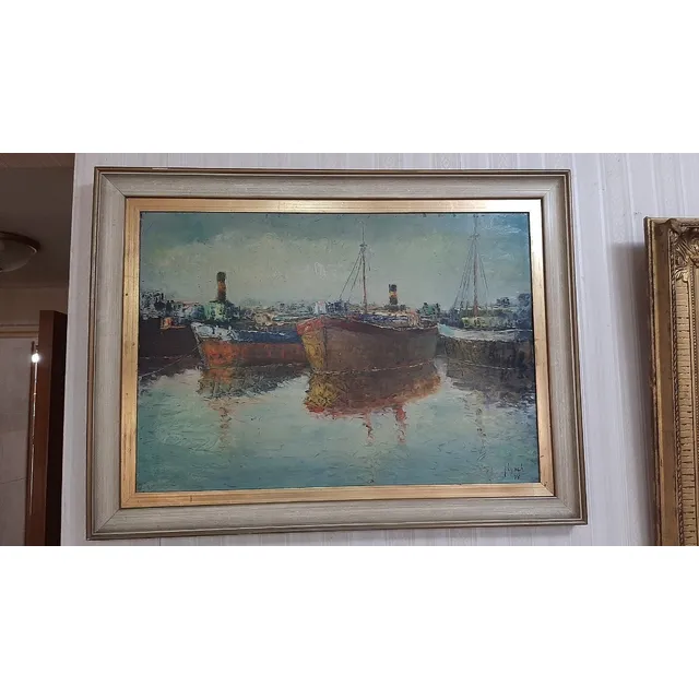 Antigua Pintura Oleo Sobre Madera De Justo Lynch Certificado