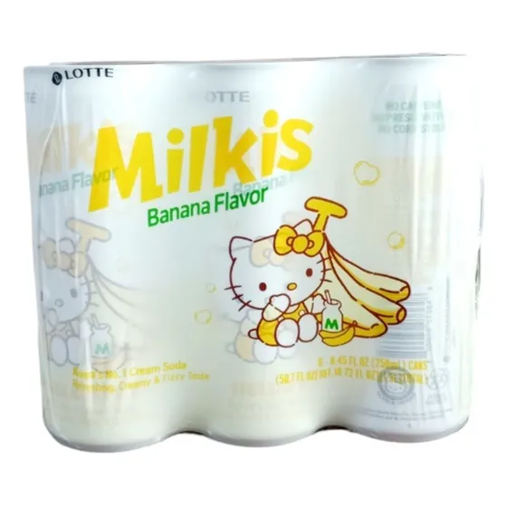 Refresco Milkis Banana Hello Kitty. 6 Latas.