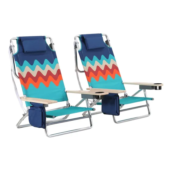 Green Party 2 Silla Playa Aluminio 5 Posicion Reclinable