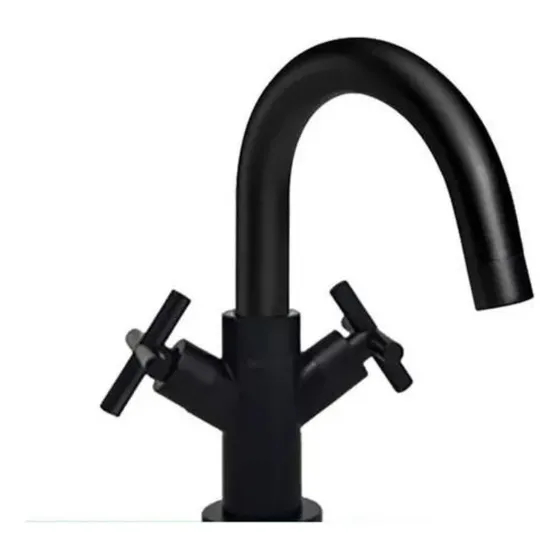 Grifería lavatorio canilla doble comando Mozart Boston premium color negro pico J 7919