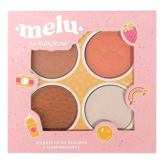 Paleta Cuarteto Rubor Iluminador Bronzer Melu Ruby Rose
