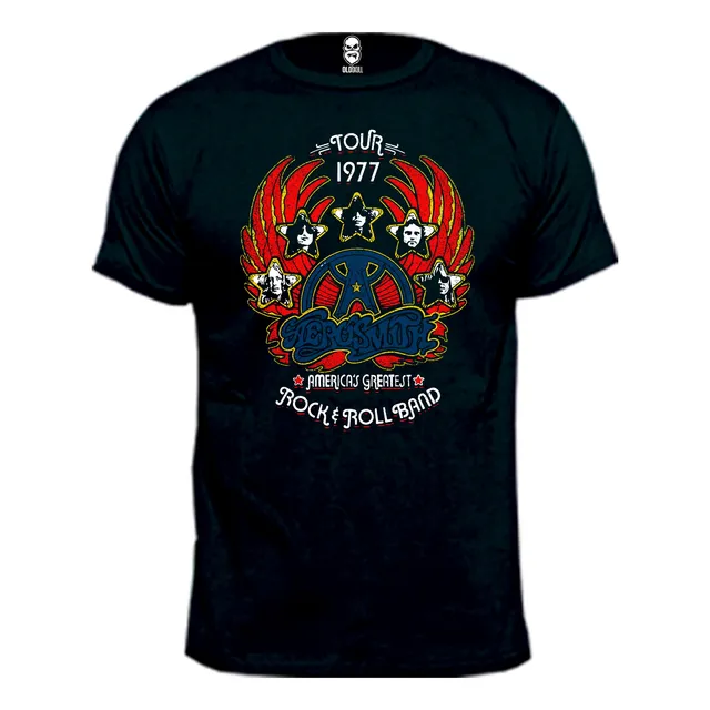 Remera Aerosmith Tour 1977 Rock 100% Algodon Premium Peinado