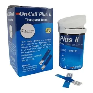 Tiras Medidor de Glicose MedLevensohn On Call Plus II 50un Azul