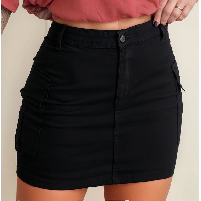 Saia Cargo Feminina Cintura Alta Com Lycra Moda Estilosa Saia Cargo Feminina Cintura Alta Com Lycra Moda Estilosa