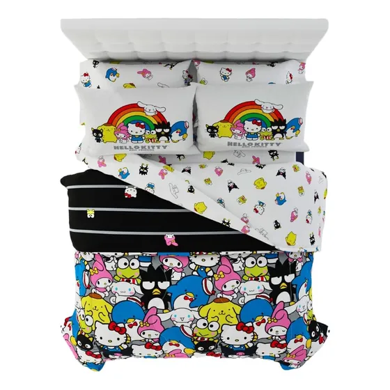 Juego De Edredón Y Sábanas Hello Kitty & Friends, Full,7 Pcs