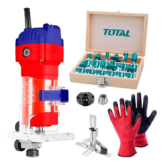 Ruteadora Fresadora 600w Carpintería + Set Fresas 6mm 12p