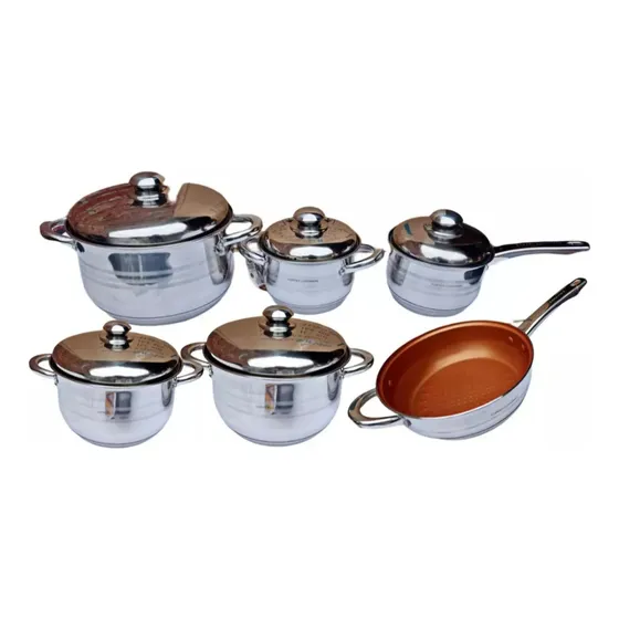 Batería De Cocina Cooper Cbr Cooper Con 12 Piezas De Acero Plateado