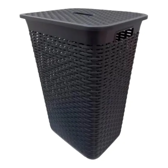 Canasto Cesto Ropa Sucia Baño Plastico Simil Rattan Grande 