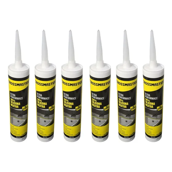 6 Selladores Silicona Neutra 280ml Negra Crossmaster
