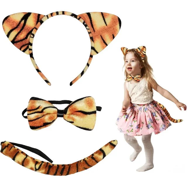 Disfraz Tigre Leopardo Orejas Gato Diadema Collar Hallowen