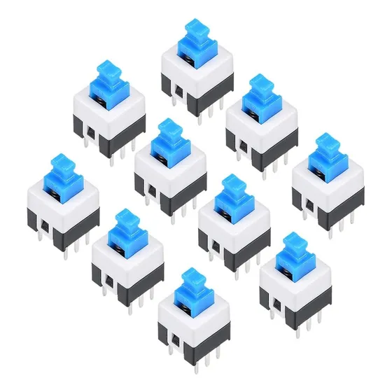 10 Pzas Push Button 6 Pines Con Bloqueo Pulsador Enclavado