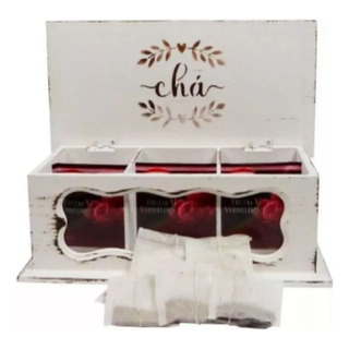 Caixa Chá Caixinha Porta Chá Mdf Decor C/ Vidro 3 Divisórias Caixa Chá Caixinha Porta Chá Mdf Decor C/ Vidro 3 Divisórias