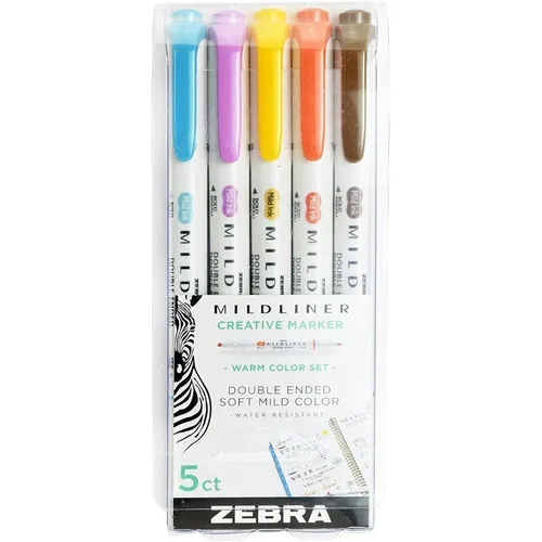 Marcadores Mildliner Zebra de 5 peças Warm Tone Down