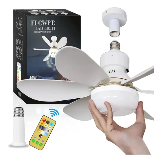 Foco Ventilador Led Con Control Remoto 30w Unilamp, Luz Regulable 3 Velocidades 3000k-6500k Enchufe E26\u002Fe27, Silencioso, Sin Cable, Fácil Instalación, Ideal Dormitorio, Oficina Y Sala - Comedor | Cuotas sin interés