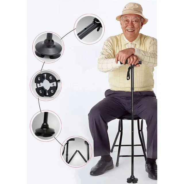 Bastón Para Caminar Con Luz Led Plegable De Apoyo Ortopédico