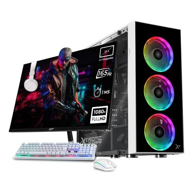 Xtreme Pc Gaming Geforce Rtx 4060 Amd Ryzen 5 5500 32gb Ssd 1tb Monitor 23.8 165hz Wifi Dragonfly White Xtpcr532GB4060mdw