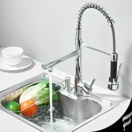 Cuba Cozinha Pia Gourmet 60x42 Aço Inox Escovada Com Acessórios + Torneira Misturadora Monocomando Água Quente E Fria Gourmet Cromada 2 Saídas - Softinox Torneira Monocomando Cromada