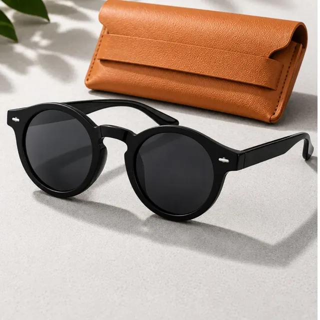 Oculos De Sol Redondo Unissex Retro Vintage Clássico Uv400 Preto/lente Preta
