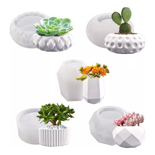 5pz Maceta Pequeñas Jardineras Moldes De Silicona Diy 5pz Maceta Pequeñas Jardineras Moldes De Silicona Diy