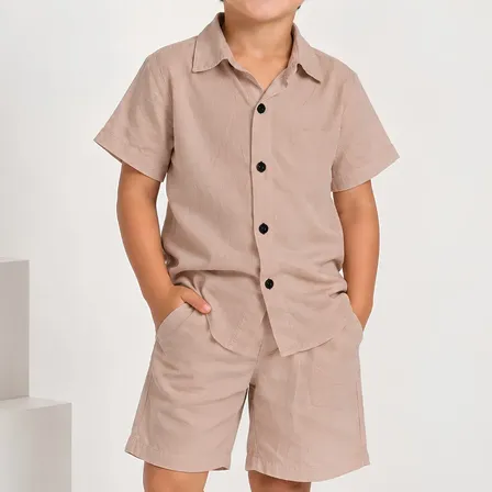 Conjunto Infantil Camisa Social E Short Viscose Menin Verão
