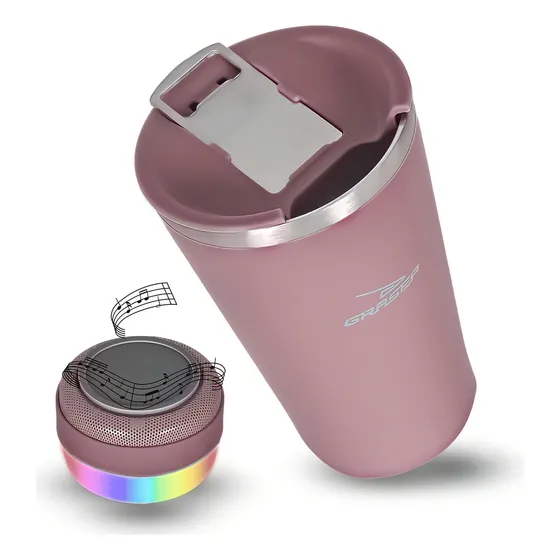 Caixa Som Bluetooth Recarregável FORMATO Copo 473ml Abridor Cor Rosa-pálido Rose