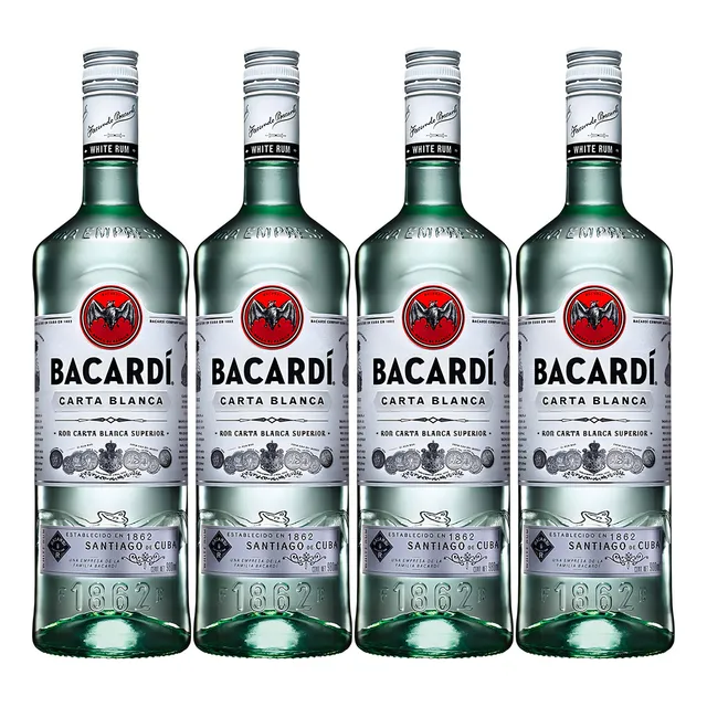 Pack De 4 Ron Bacardi Carta Blanca 980 Ml
