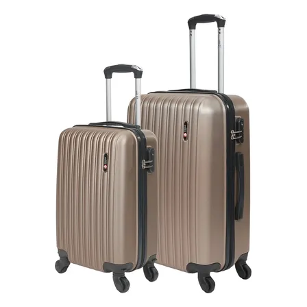 Kit de malas de viagem P/M ABS Rodas 360° Removíveis Londres Swiss Move Champagne