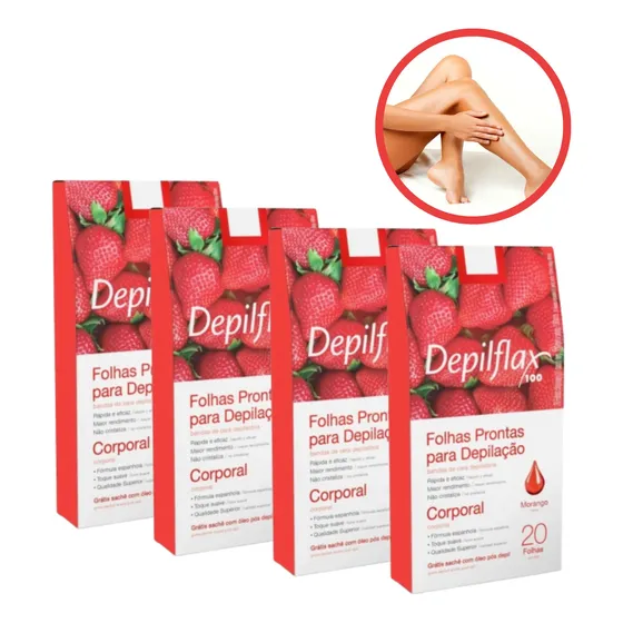 Kit Com 4 Caixas Folhas Prontas Corporais De Morango 80 Un