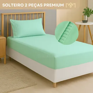 Jogo De Lençol 2 Peças Solteiro Padrão 400 Fios Macio C/ Elåstico Hotel Premium Verde Agua Jogo De Lençol 2 Peças Solteiro Padrão 400 Fios Macio C/ Elåstico Hotel Premium Verde Agua