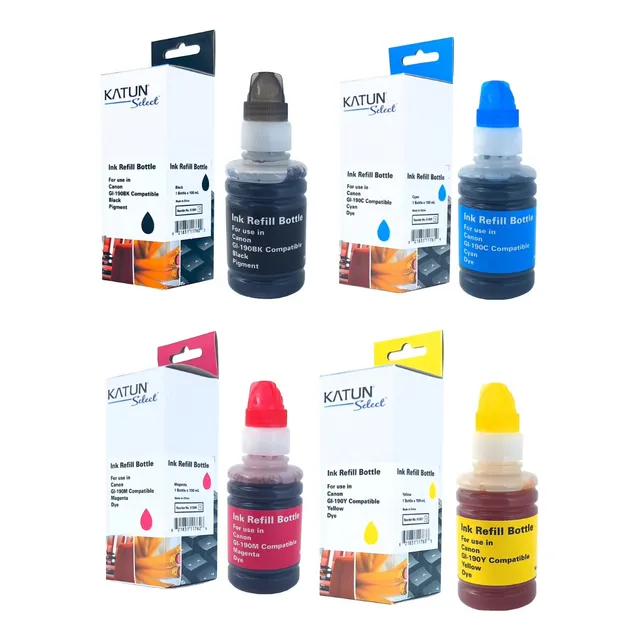 Kit 4tintas Cmybk Gi-190 Para Pixma G2100/3100/4100 Katun