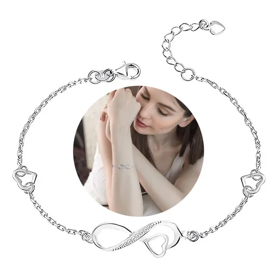 Pulsera Infinito Mujer Plata 925,ajustable(17cm+4cm)